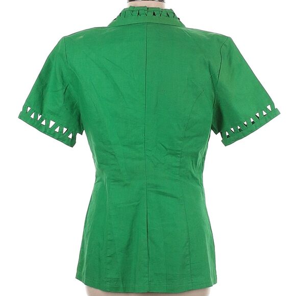 Vintage 90s Louise Paris Green Blazer Cut Out Jacket Shoulder Pads Size 9/10 - Picture 12 of 12